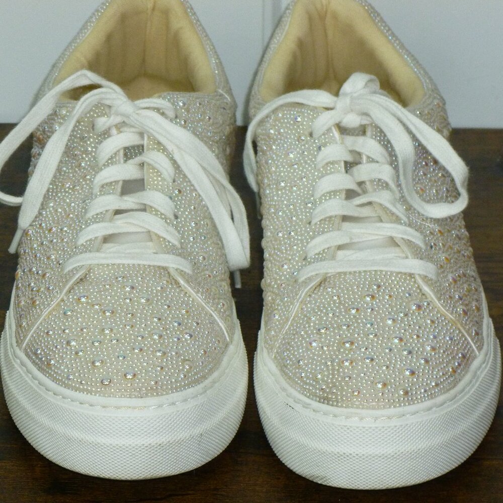 Betsy Johnson "Sidny" Pearl Platform Bridal Sneakers - Picture 5 of 16